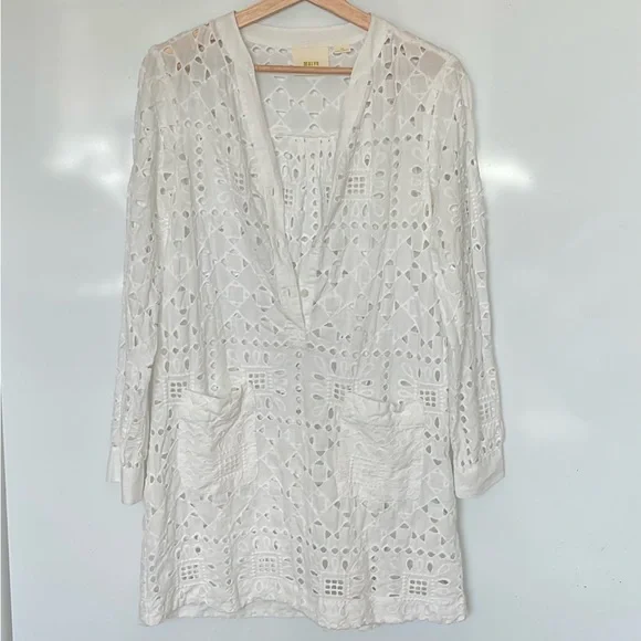 Anthropologie Maeve women’s white lace tunic dress cover-up. - Picture 3 of 8